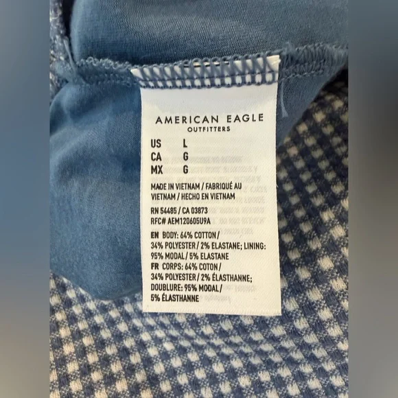 American Eagle Gingham Skort Plaid Navy White Checkered Mini Skirt Shorts Large - Picture 8 of 9